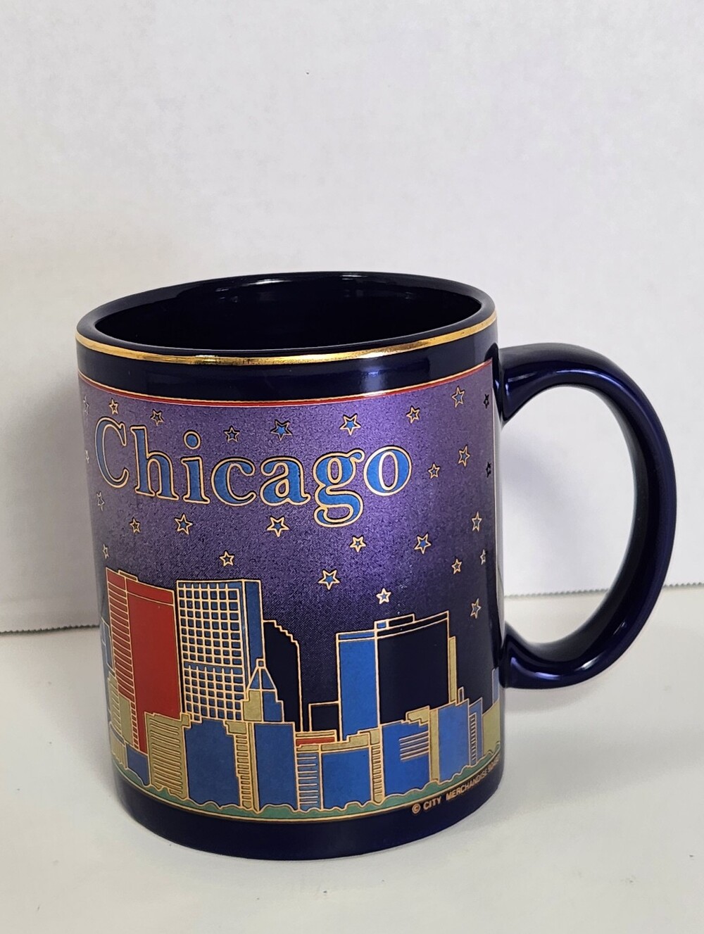 City Merchandise Black Chicago Starry Nightime Skyline 10 Oz Coffe Mug Cup